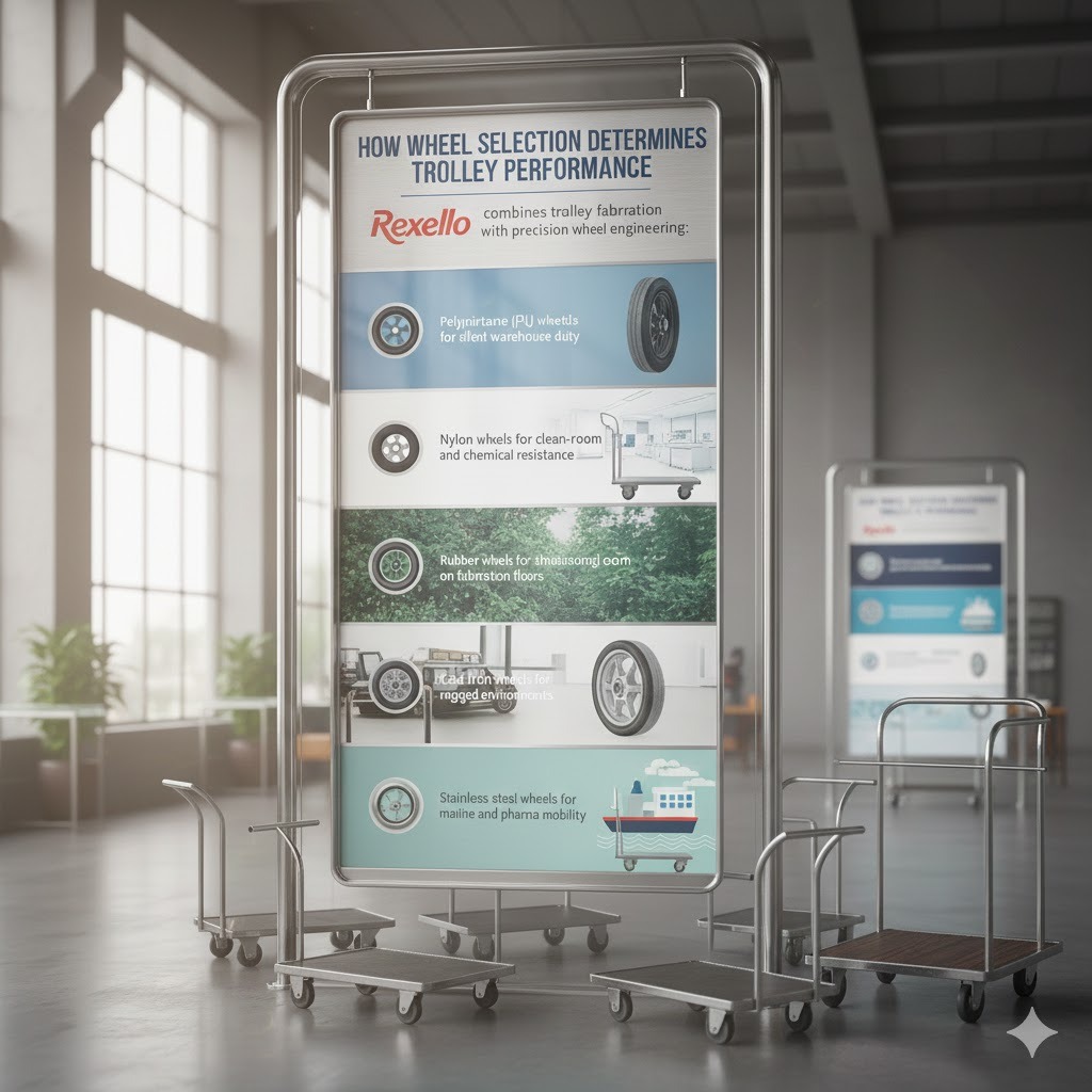 Industrial trolley systems used in UAE warehouses, airports, malls, fabrication units and logistics
hubs