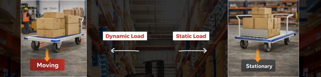 Difference between static and dynamic load on industrial castor wheels
