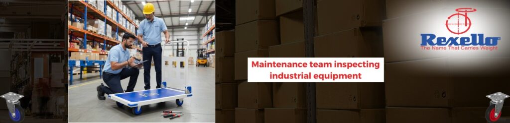 Industrial procurement team evaluating castor wheel performance