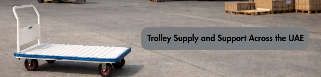 Platform trolley positioned inside an industrial facility, representing trolley supply and support across the UAE